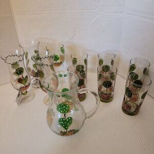Topiary succulent glass ware farmhouse shabby chic hand painted plant garden